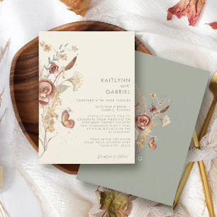 Convite Sage Wildflower Água Floral Seca Casamento Em