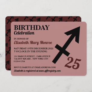 Convite Sagitário, arqueiro, aniversário do sinal da