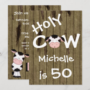 Convite Sagrada e engraçada Vaca 50ª Festa de aniversário