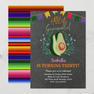 Convite Sagrado Guacamole Chalkboard Mexicano Aniversário