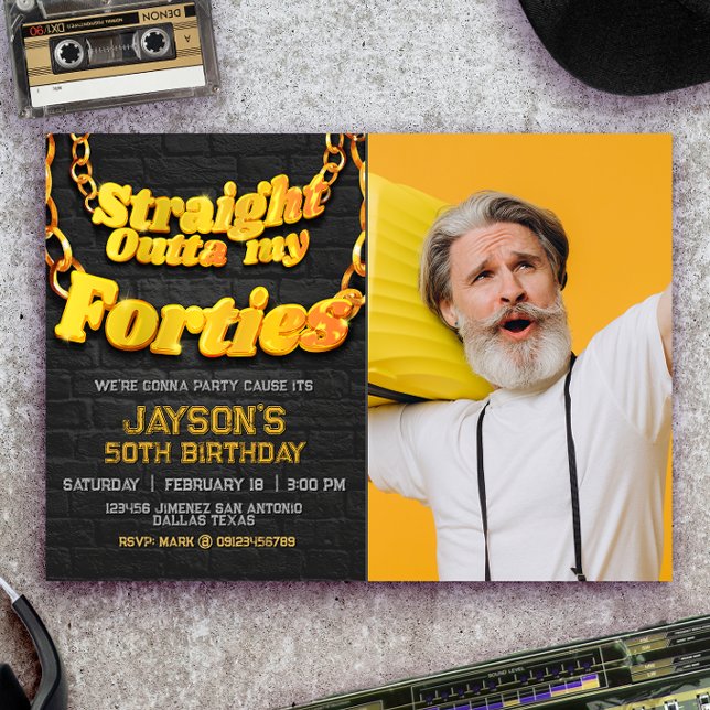 Convite Sai direto dos meus 40 com foto (Straight Outta my Forties with Photo Invitation)