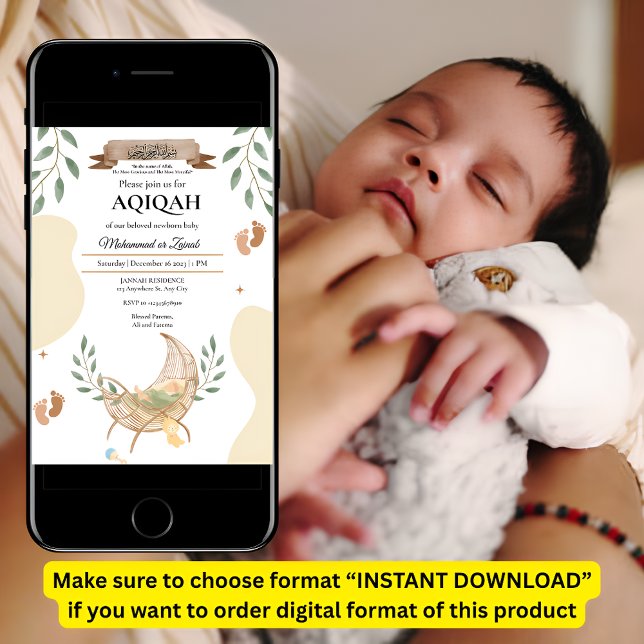 Convite Sai do Carrinho Unisex Baby Aqiqah Muçulmano (Criador carregado)
