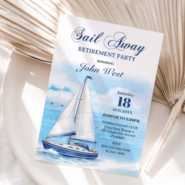 Convite Sail Away Retirement Party Nautical Boat Yacht  (Criador carregado)