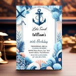 Convite Sail Ocean Waves Viagem Anchor Yacht 50º Aniversár<br><div class="desc">Marcha para uma celebração inesquecível com o nosso "Yacht Anchor de Viagem de Ondas do Oceano de Velas" 50º Convite de Aniversário! Junte-se a nós enquanto embarcamos numa aventura náutica, cercada pela beleza serena das ondas oceânicas e pelo charme de um iate. Esta elegante design promete uma celebração de aniversário...</div>