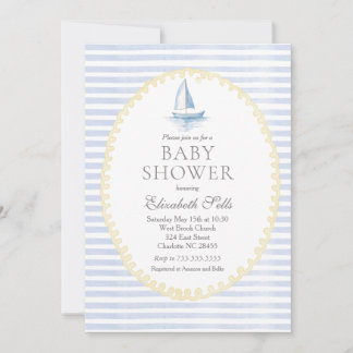 Convite Sailboat Baby Shower Invitation, Boy baby shower