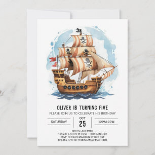 Convite Sails Custom Jolly Roger Pirate Aniversário