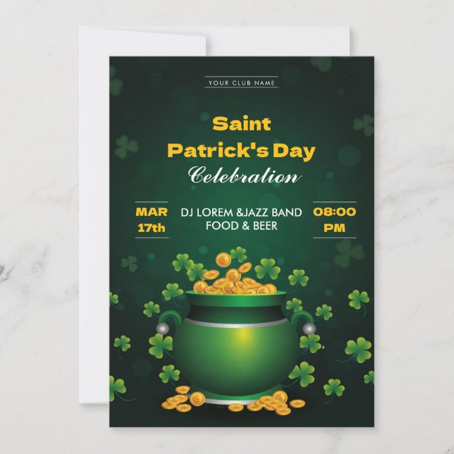 Convite Saint Patrick’s Day Celebration Party Invitation (Frente)