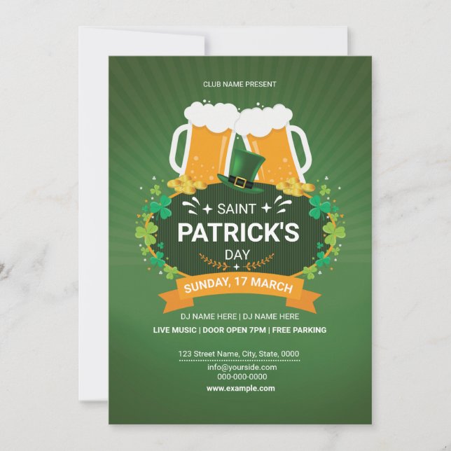 Convite Saint Patrick’s Day Party Invitation (Frente)