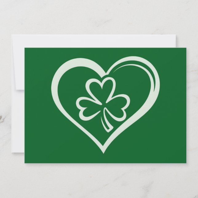 Convite Saint Patrick's Day Engraçado Shamrock Heart Irish (Frente)