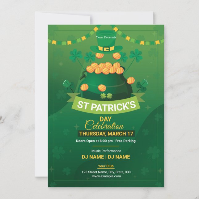 Convite Saint Patrick's Day Party Invitation Flyer (Frente)