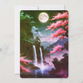 Convite Sakora tree-Moonlit Waterfall with Cherr-pink