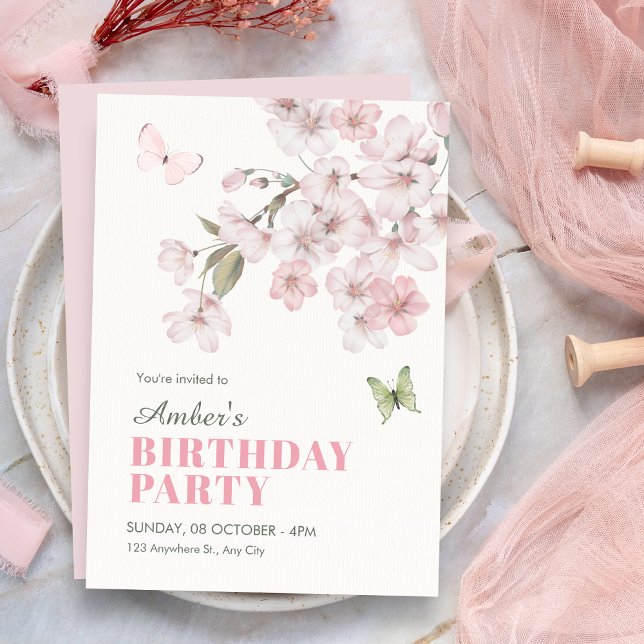 Convite Sakura flowers bloom birthday (Criador carregado)