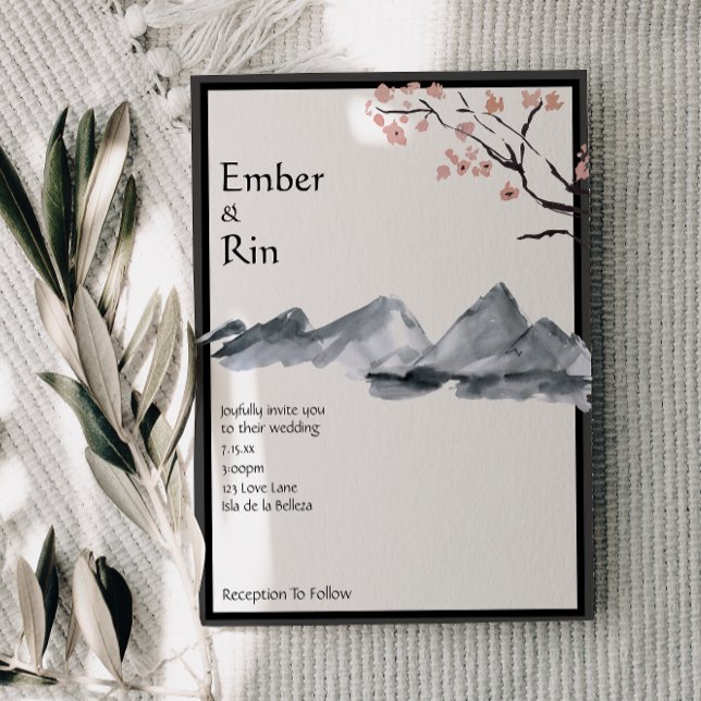 Convite Sakura Mountain | Casual v2 Casamento de Fronteira (Criador carregado)
