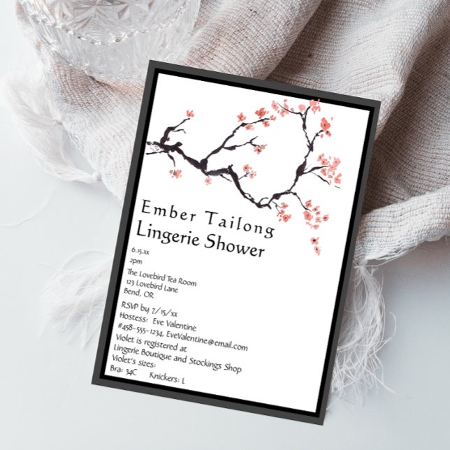 Convite Sakura Mountain | Chá de Lingerie de fronteira cas (Criador carregado)