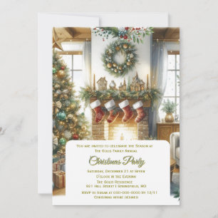 Convite Sala de Estar e Árvore de Natal de Feriado 