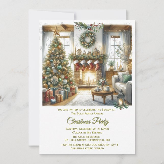 Convite Sala de Estar e Árvore de Natal Festa   (Frente)