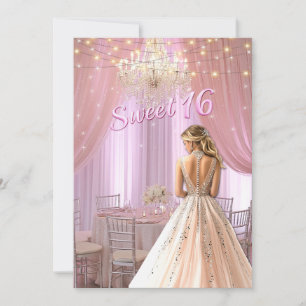 Convite Sala de Festa Sweet Sixteen com Luzes de Brilho
