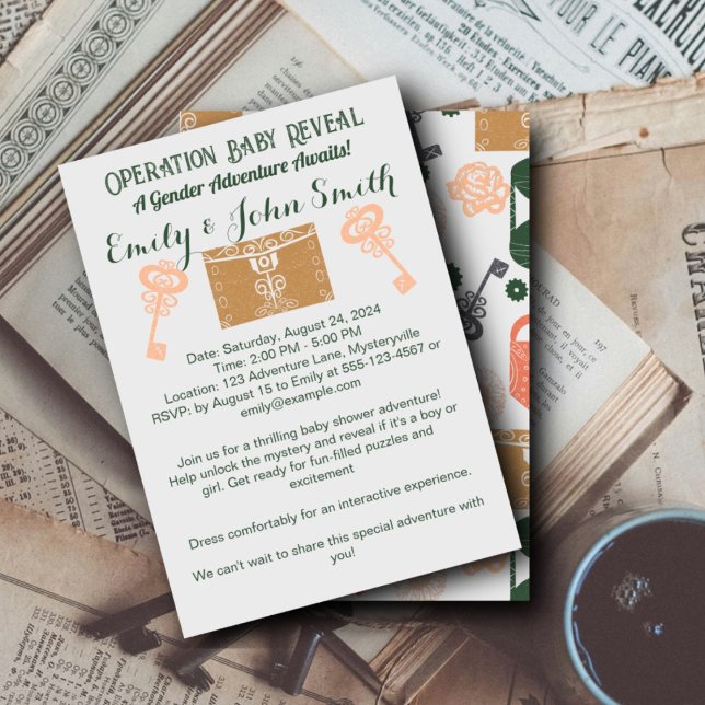 Convite Sala de Fuga Chá de fraldas de Revisão de Gênero D (Criador carregado)