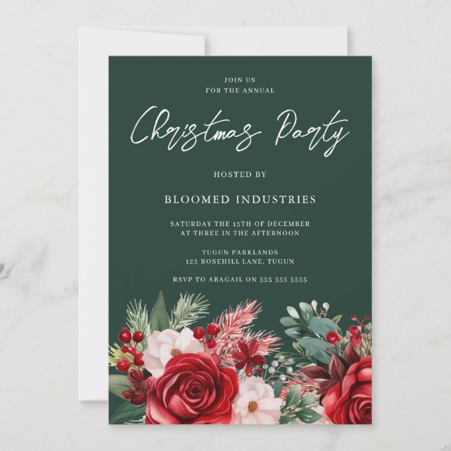 Convite Sala de Natal da Elegante da Soirée Green (Frente)