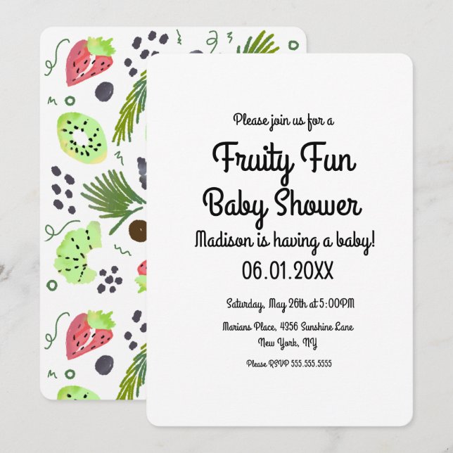 Convite Salada de Frutas Verão Colorido Bebê Shower (Frente/Verso)
