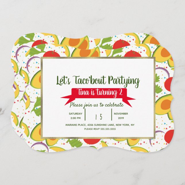 Convite Salada Taco Sobre a Festa do Taco Aniversário Qual (Frente/Verso)