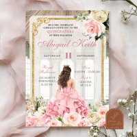 Salão Real Rosa Dourado Arco Coquete Quinceanera