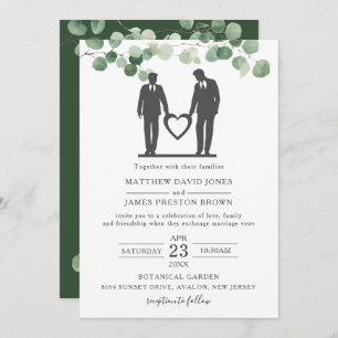 Convite Salas de Casamento de Gay de Eucalyptus Greenery M