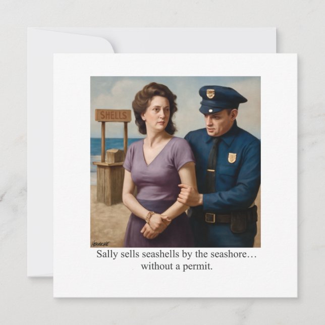 Convite Sally sells seashells by the seashore (Frente)