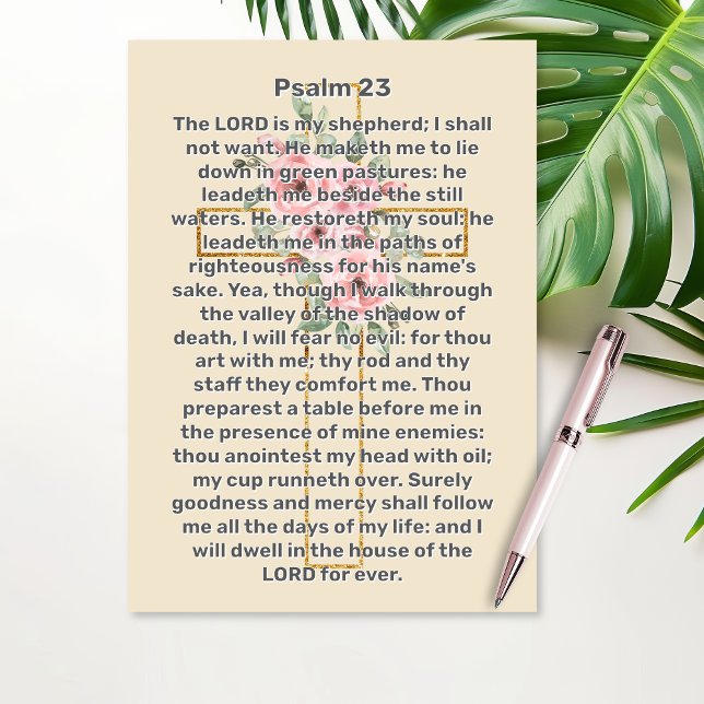 Convite Salmo 23 Celebração Cruzada Dourada do Funeral Lif (Psalm 23 Gold Cross Celebration of Life Funeral Invitation)