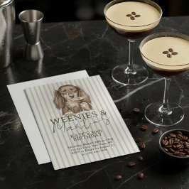 Convite Salsichas Desenhadas à Mão e Dachshund Martinis