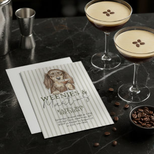 Convite Salsichas Desenhadas à Mão e Dachshund Martinis