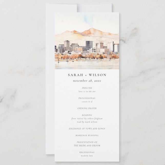 Convite Salt Lake City, Utah Landscape Wedding Program (Frente)