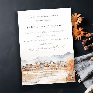 Convite Salt Lake City Utah Watercolor Birthday