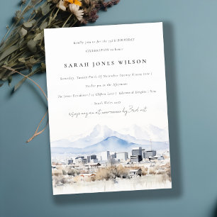 Convite Salt Lake City Utah Watercolor Birthday