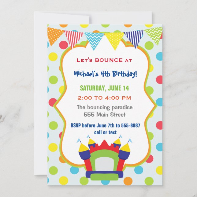 Convite Saltando o salto do partido de aniversário de (Frente)