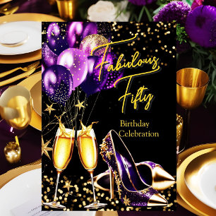 Convite Saltitante Lantejoulas Roxo Dourado Salto Alto Cha