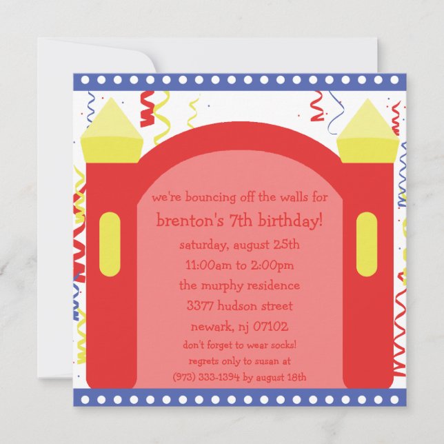 Convite Salto da Festa de aniversário da Walls Bunt House (Frente)