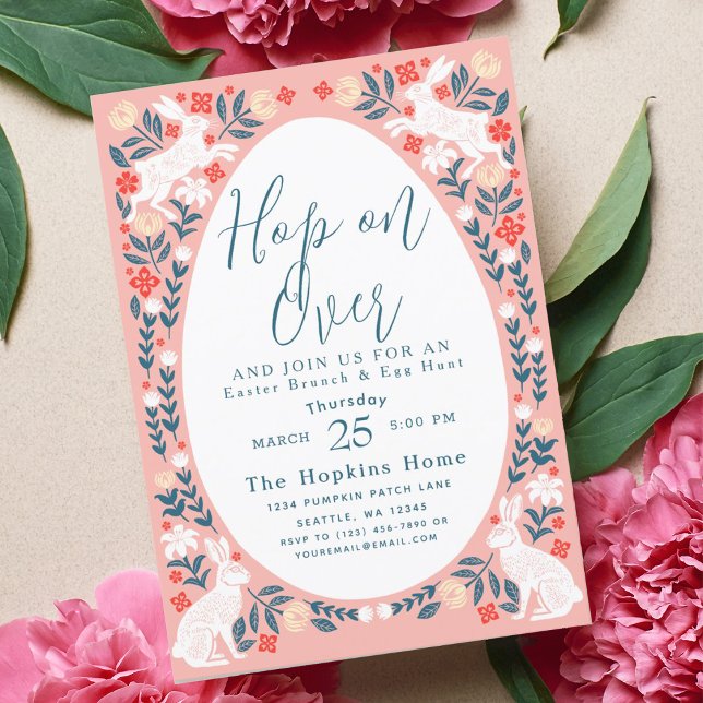 Convite Salto De Arte Folclórica Rosa Sobre O Brunch Da Pá (Criador carregado)