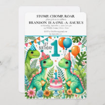 Salto de Chomp do primeiro aniversario Dinossauro