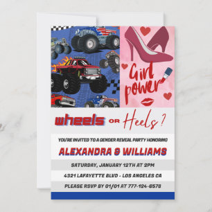 Convite Salto ou sexo de rodas revelam azul-rosa-convite