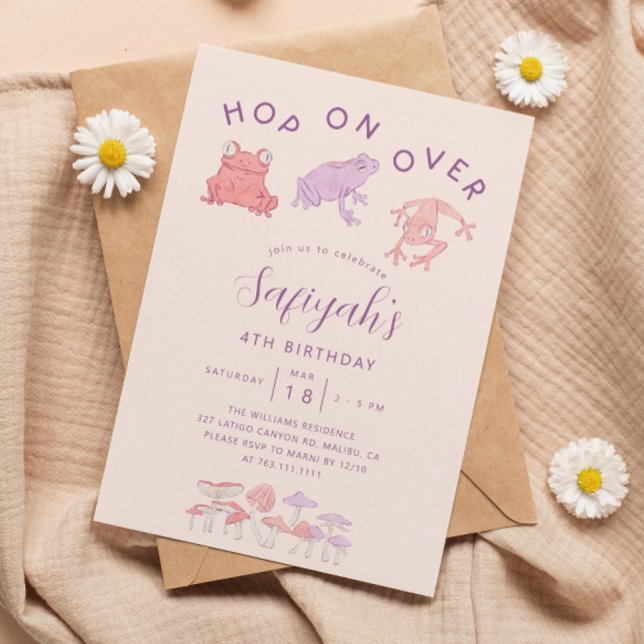 Convite Salto Sobre Sapos Festa de aniversário Rapariga (Criador carregado)