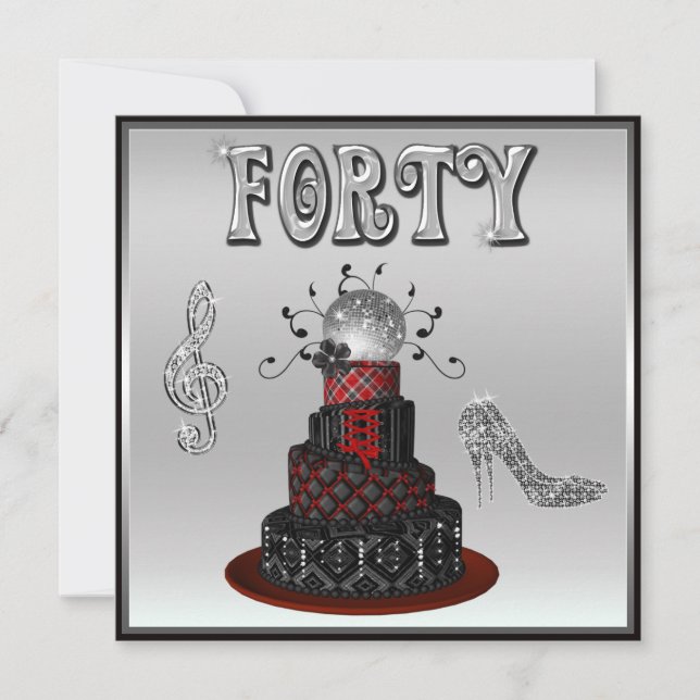 Convite Saltos altos da faísca do bolo da diva do disco do (Frente)