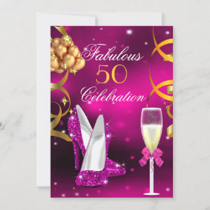 Convite Saltos Altos Dourado Rosa Fabulosos 50 Champanhe F