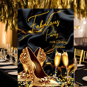 Convite Saltos Altos Dourados Fabulosos de Aniversário Pre