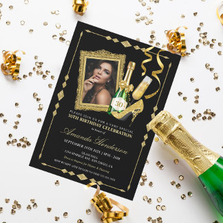 Convite Saltos Altos e Champanhe Aniversário de Mulheres
