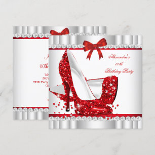 Convite Saltos Altos Elegantes Brilho Vermelho Glamour Pra