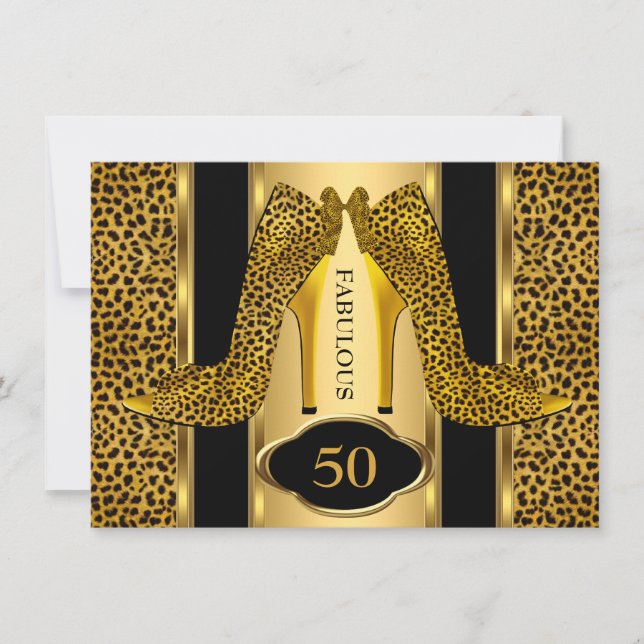 Convite Saltos Altos Fabulosos 50 Leopardo Dourado Chita F (Frente)
