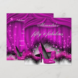 Convite Saltos Altos Rosa Ameixa 50 Fabulosos Penas Aniver