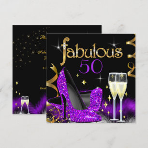 Convite Saltos Altos Roxo Fabuloso 50 Aniversário Dourado