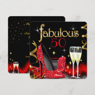 Convite Saltos Altos Vermelhos Fabulosos para Festa de 50